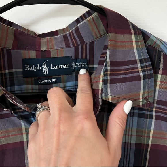 Ralph Lauren Men's Plaid Button Down Shirt - Blue and Brown - Picture 3 of 6